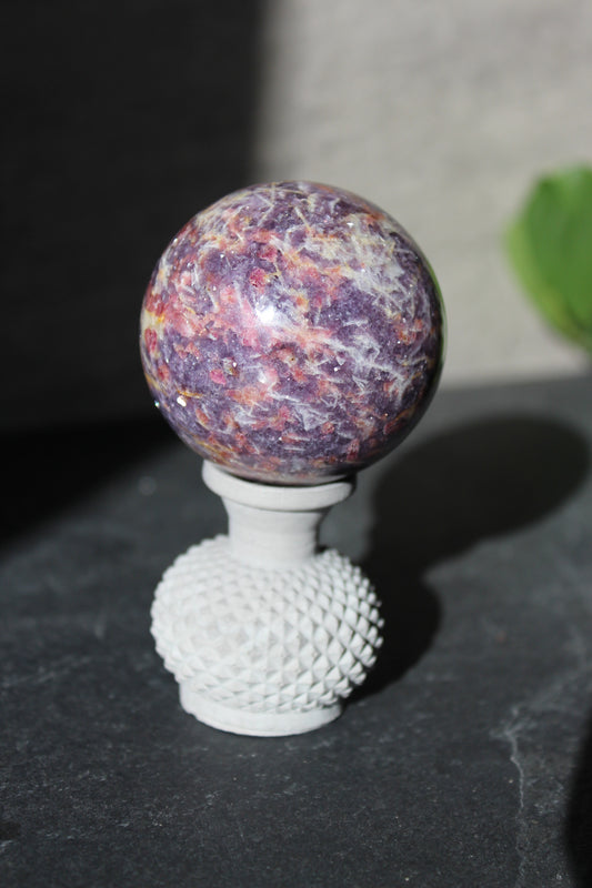 Unicorn Stone Sphere | Lepidolite, Pink Tourmaline, Smoky Quartz, Cleavelandite Sphere | Pegmatite Sphere | Crystal Ball | Tons of Soul