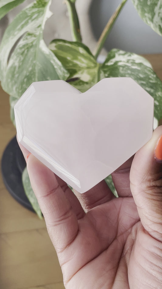 Pink Mangano Calcite Faceted Heart | UV Reactive Pink Mangano Calcite | Tons of Soul