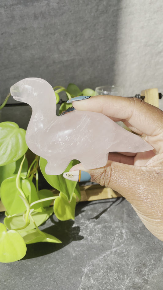 Rose Quartz Dinosaur Brontosaurus | Rose Quartz Animal | Tons of Soul