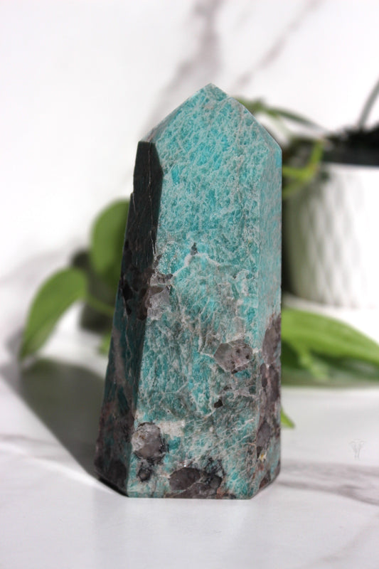 Amazonite with Smokey Quartz Tower | Amazonite Smoky Point |  Tons of Soul