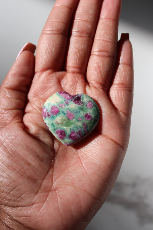 Ruby Fuchsite Heart Palmstone