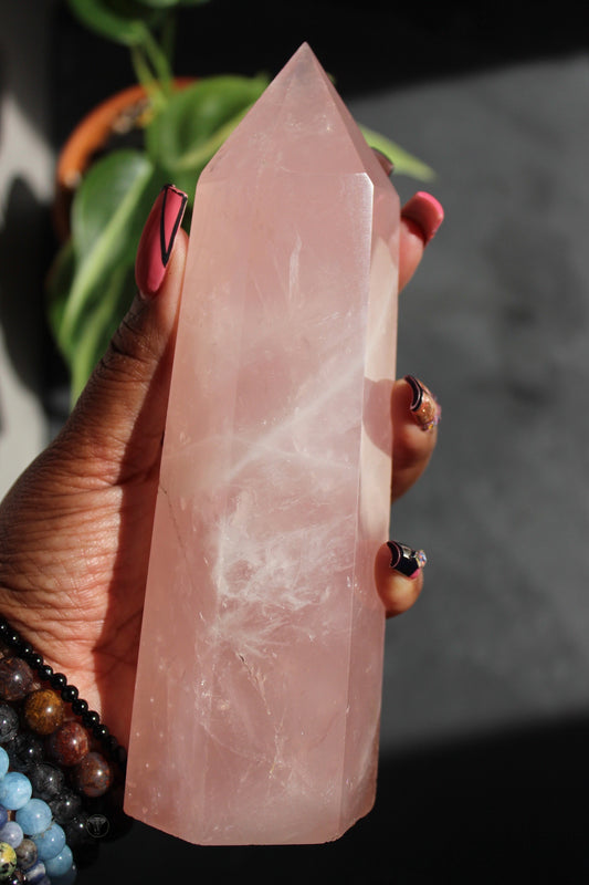 Large Rose Quartz Tower | Rose Quartz Point | Tons of Soul