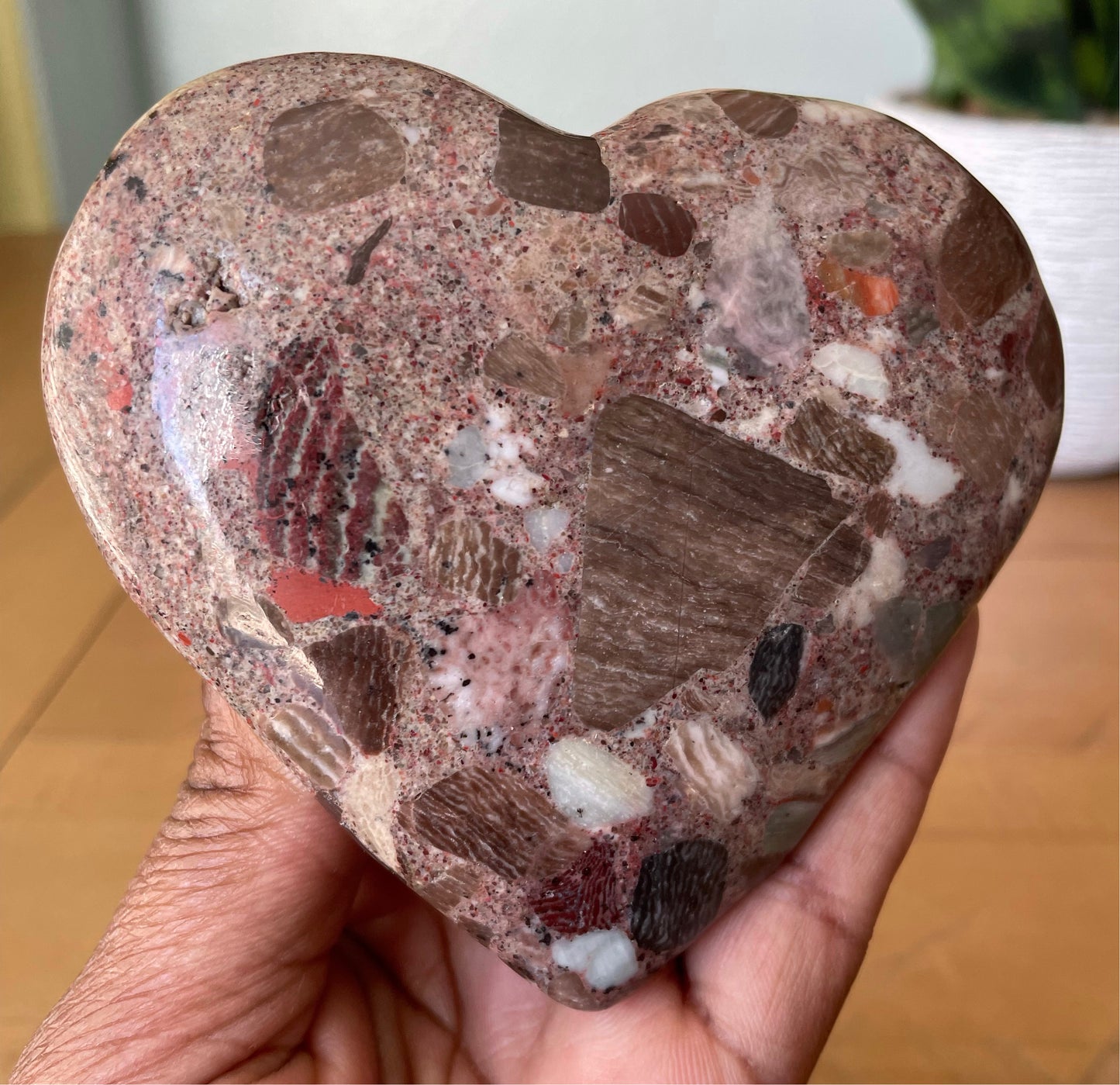 “A thin line” Pudding Stone Heart (4)