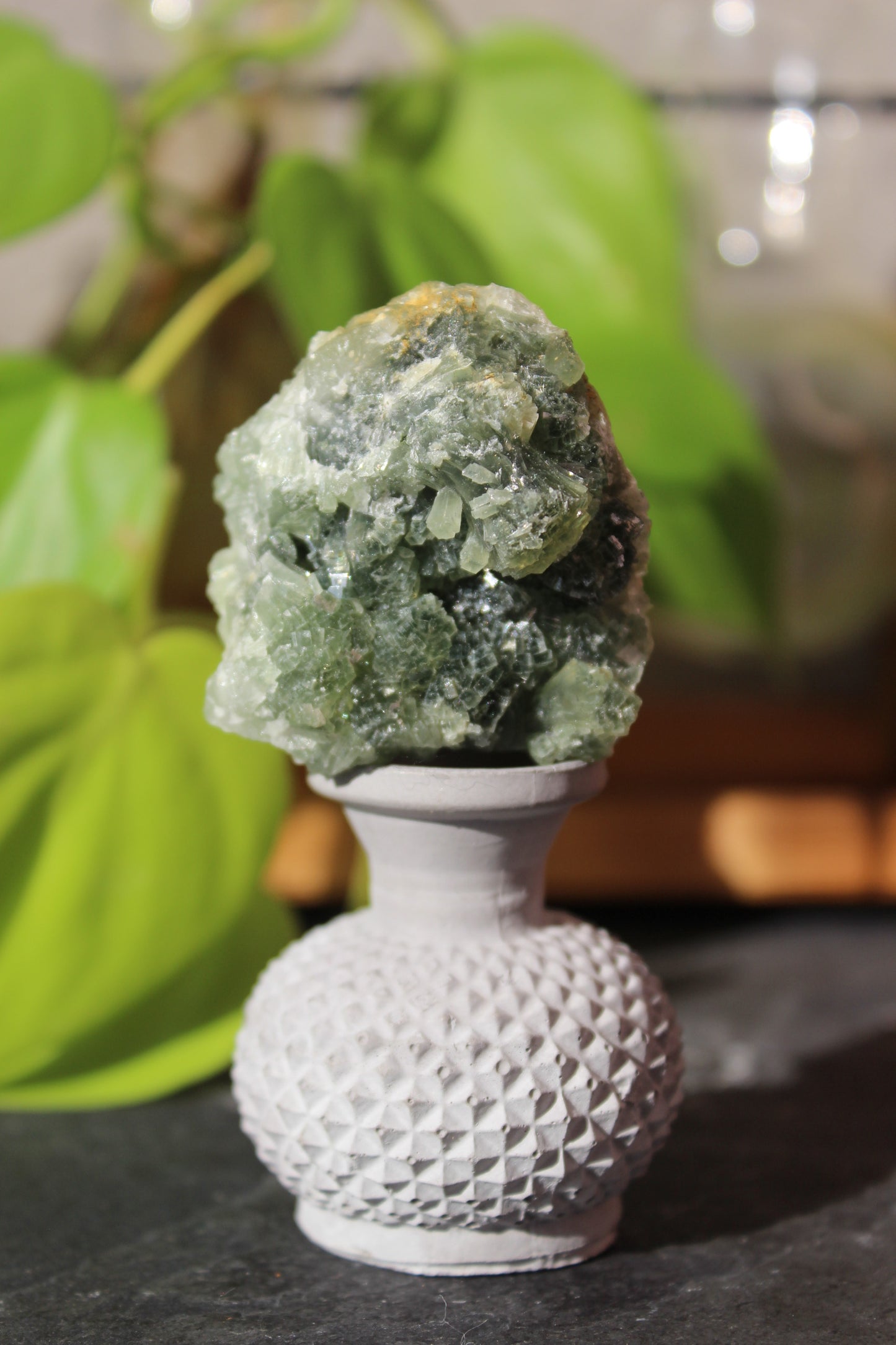 Prehnite and Epidote with Actinolite Cluster Specimen - Morocco | Raw Crystals | Tons of Soul