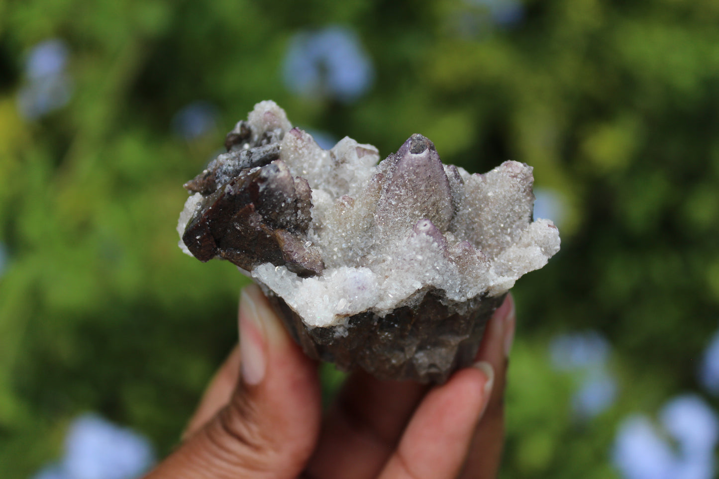 Dogtooth Calcite with Purple Fluorite Specimen