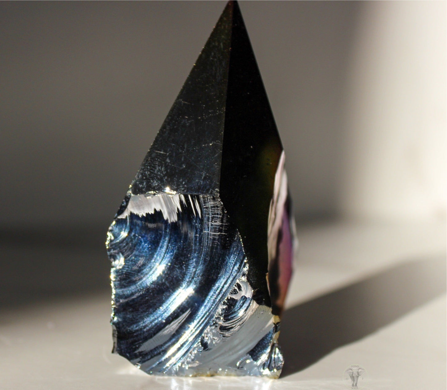Aura Obsidian Polished Top, Raw Sides Point