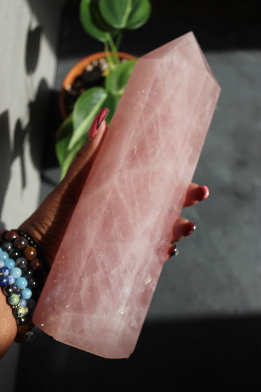 Large Rose Quartz Tower | Rose Quartz Point | Tons of Soul