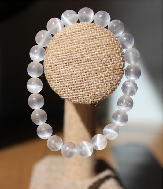 Satin Spar Bracelet 8mm | Selenite Bracelet | Tons of Soul
