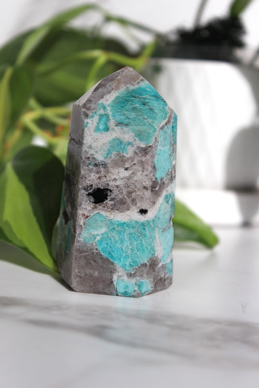 Amazonite with Smokey Quartz Tower | Amazonite Smoky Point |  Tons of Soul