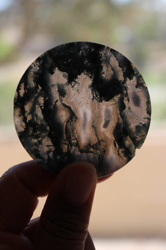Moss Agate Disc | Flat Round Crystal | Moss Agate Coin | Tons of Soul