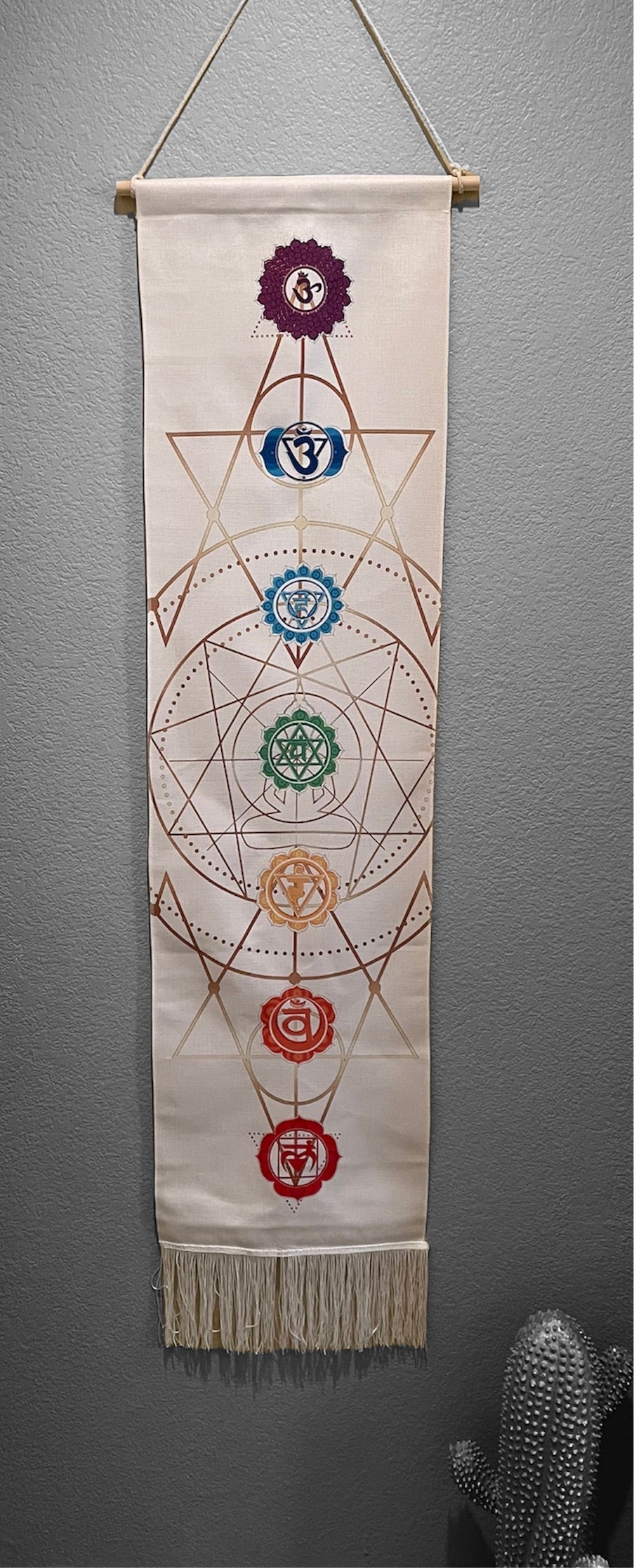 Chakra Tapestry Wall Art with Hanging Accessories Included