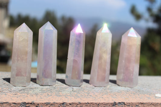 Angel Aura Rose Quartz Towers | Rose Quartz Tower Point Crystal | Tons of Soul