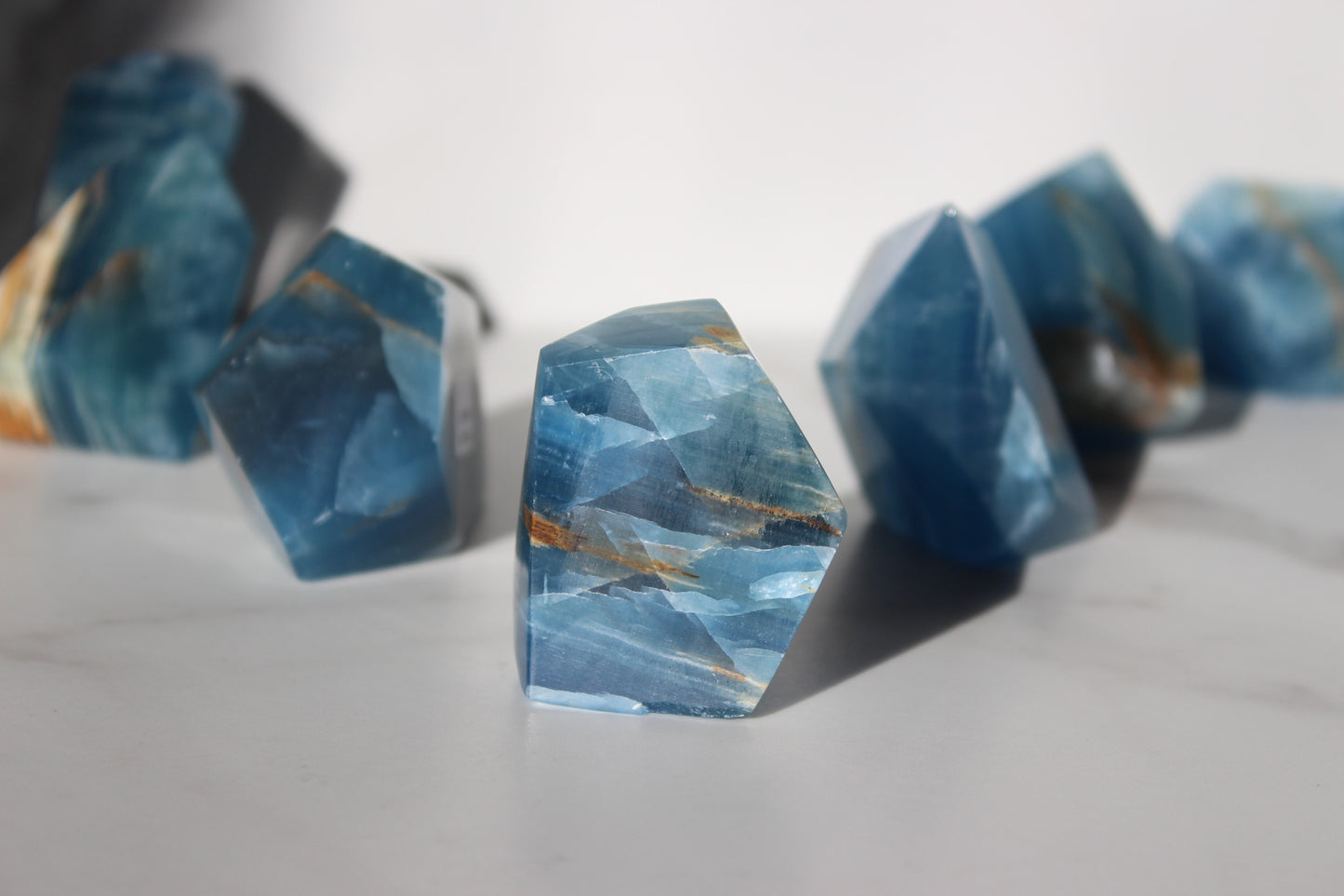 High Grade Lemurian Aquatine Calcite Polished Freeform | Blue Calcite Gem | Crystal Blue Onyx | Tons of Soul