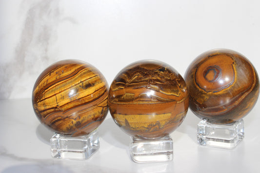 Hematite Lined Tiger Eye Sphere | Tons of Soul