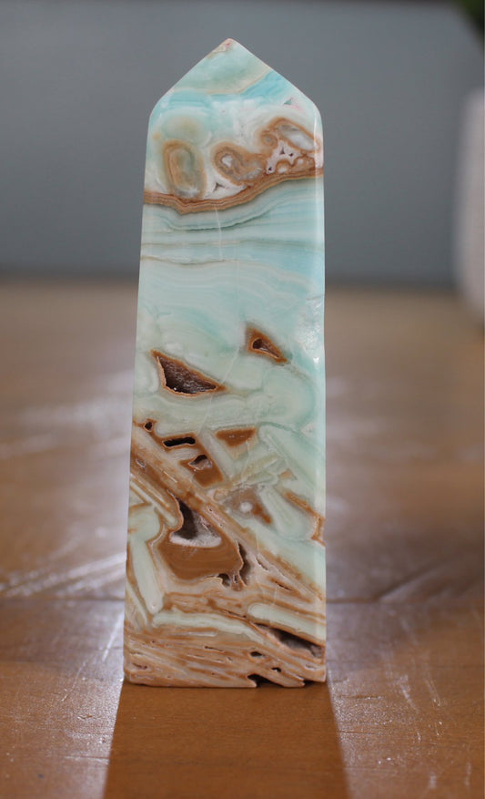 Blue Aragonite / Caribbean Calcite Obelisk (3)