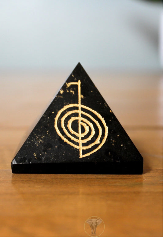 Black tourmaline pyramid