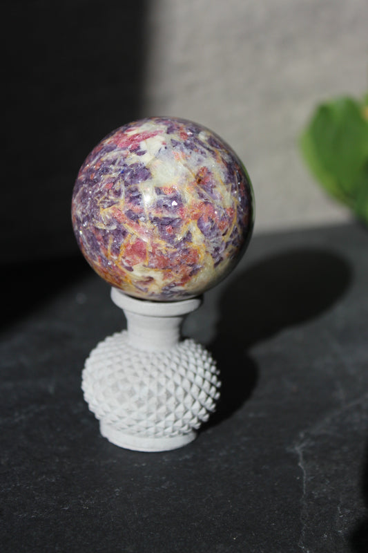 Unicorn Stone Sphere | Lepidolite, Pink Tourmaline, Smoky Quartz, Cleavelandite Sphere | Pegmatite Sphere | Crystal Ball | Tons of Soul