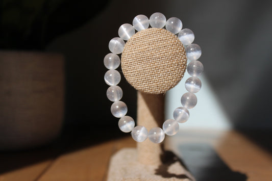 Satin Spar Bracelet 8mm | Selenite Bracelet | Tons of Soul