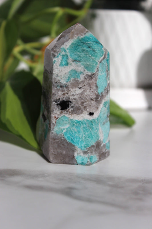 Amazonite with Smokey Quartz Tower | Amazonite Smoky Point |  Tons of Soul