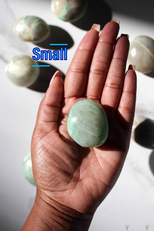 Garnierite Palmstone | Green Moonstone Palmstone | Tons of Soul Crystals