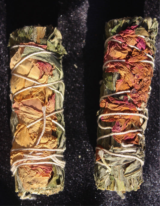Rose Petals and Mugwort Bundle Wand