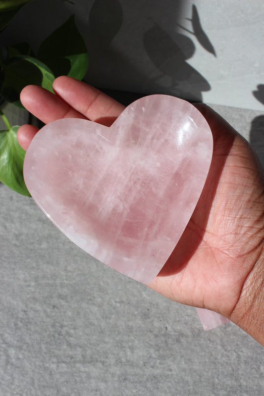 Rose Quartz Heart Shaped Bowl | Rose Quartz Trinket Dish | Tons of Soul