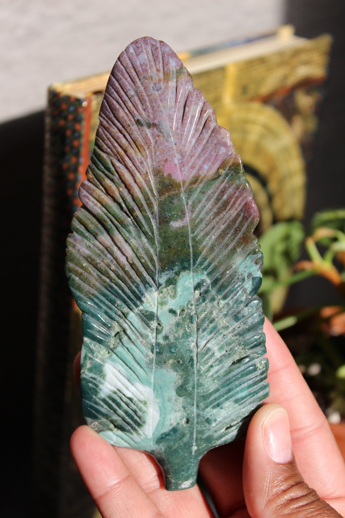 Ocean Jasper Feather | Crystal Feather Carving | Tons of Soul