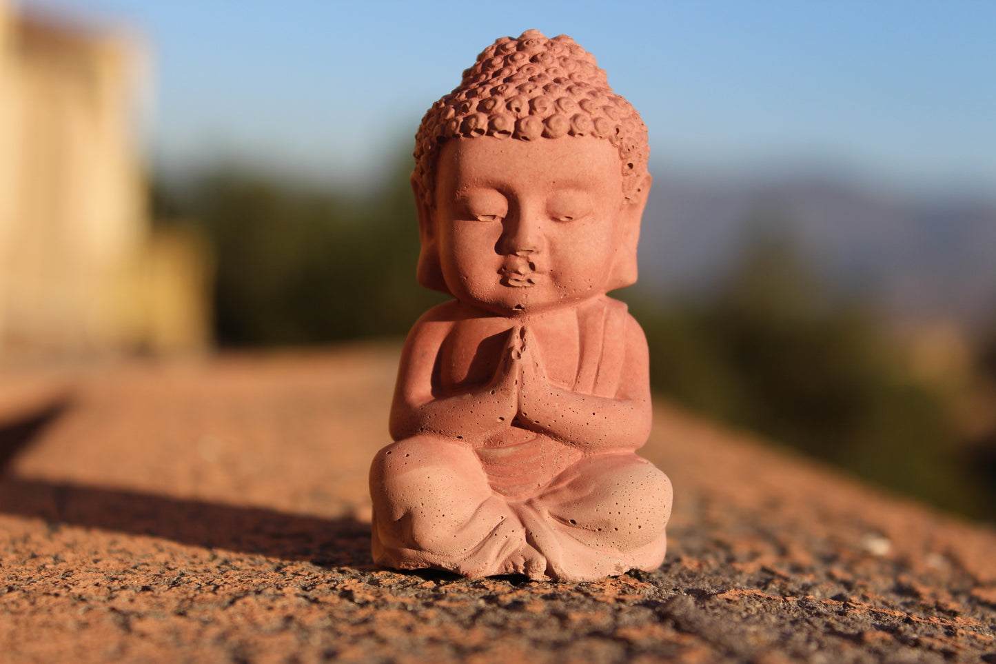 Colorful Buddha Figurine | Concrete Anjali Buddha | Namaste Figurine