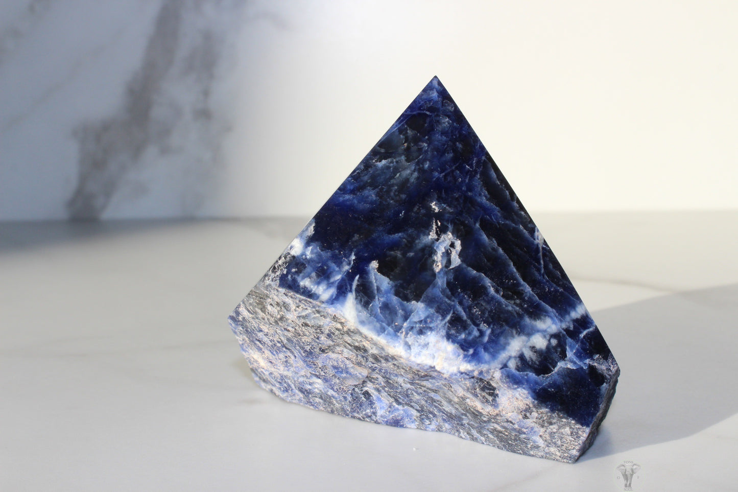 Sodalite Polished Top, Raw Sides Point (#2)