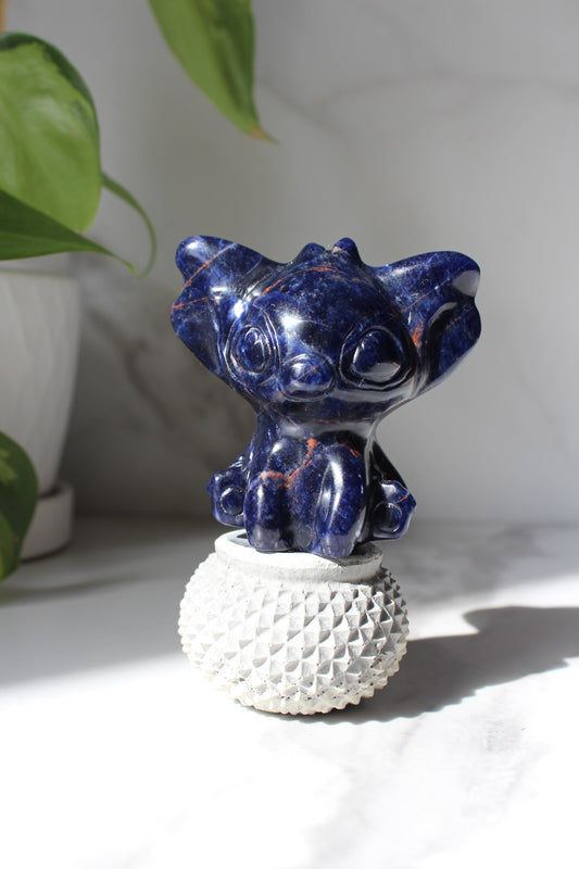 Sodalite Polished Stitch Character | Polished Hand Carved Figurine | Tons of Soul