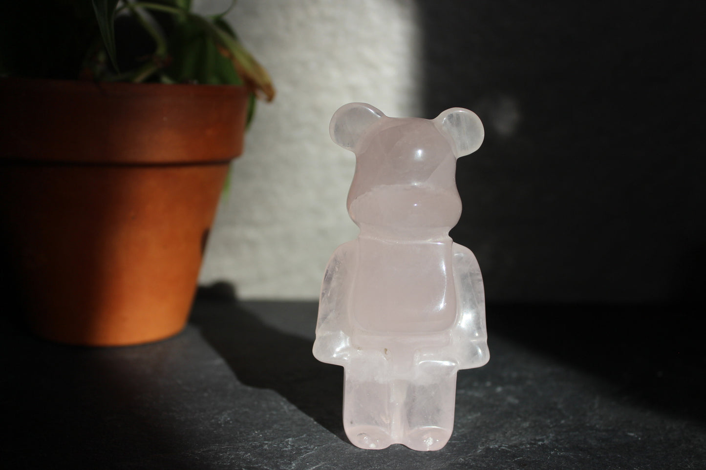 Rose Quartz BearBrick | Crystal Bear | Crystal Carving Figurine | Tons of Soul