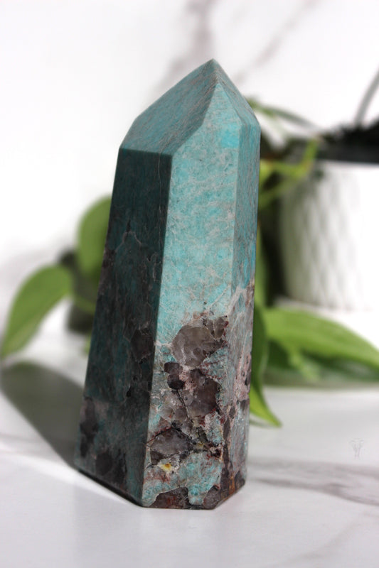 Amazonite with Smokey Quartz Tower | Amazonite Smoky Point |  Tons of Soul