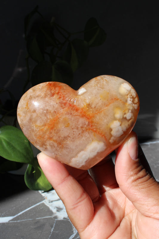 Flower Agate Heart | Crystal Heart | Tons of Soul