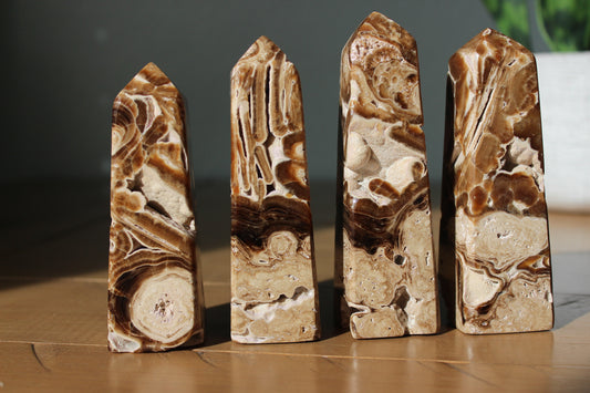 Chocolate Calcite Obelisk Tower | Brown Aragonite Obelisk - Tons of Soul