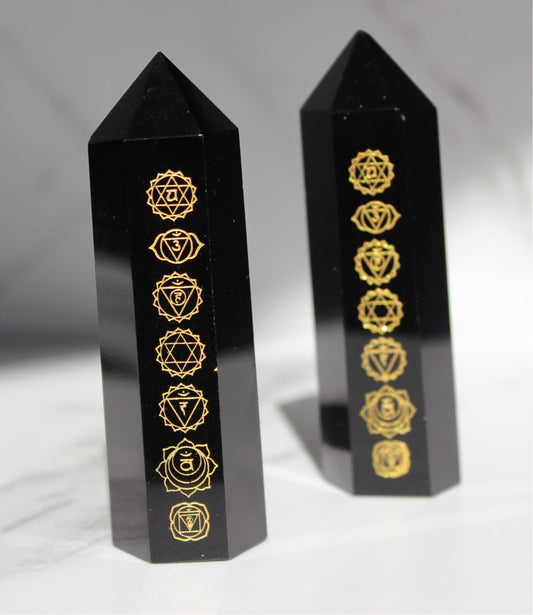 Black Obsidian Chakra Towers