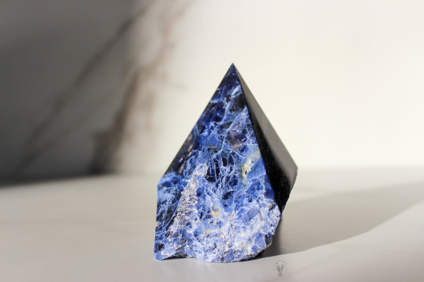 Sodalite Polished Top, Raw Sides Point (1)