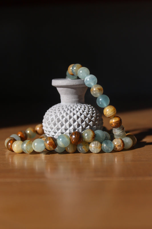 Lemurian Aquatine Calcite Bracelet | Blue Calcite Bracelet | Crystal Jewelry | Tons of Soul