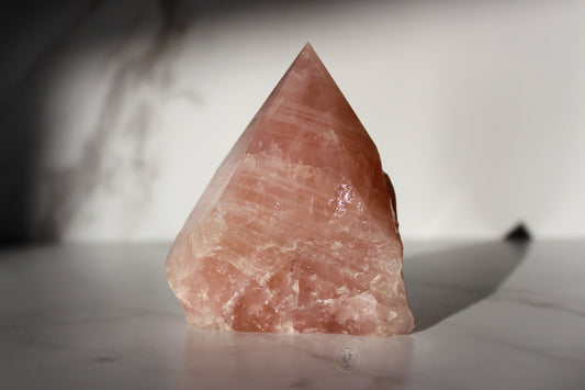 Rose Quartz Polished Top, Raw Sides Point (#2)