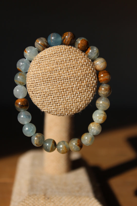 Lemurian Aquatine Calcite Bracelet | Blue Calcite Bracelet | Crystal Jewelry | Tons of Soul