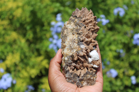 Dogtooth Calcite with Purple Fluorite Specimen