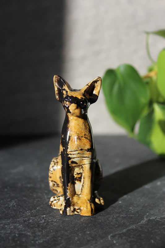 Beautiful Picture Jasper Big Eared Cat | Crystal Figurine Cat | Tons of Soul