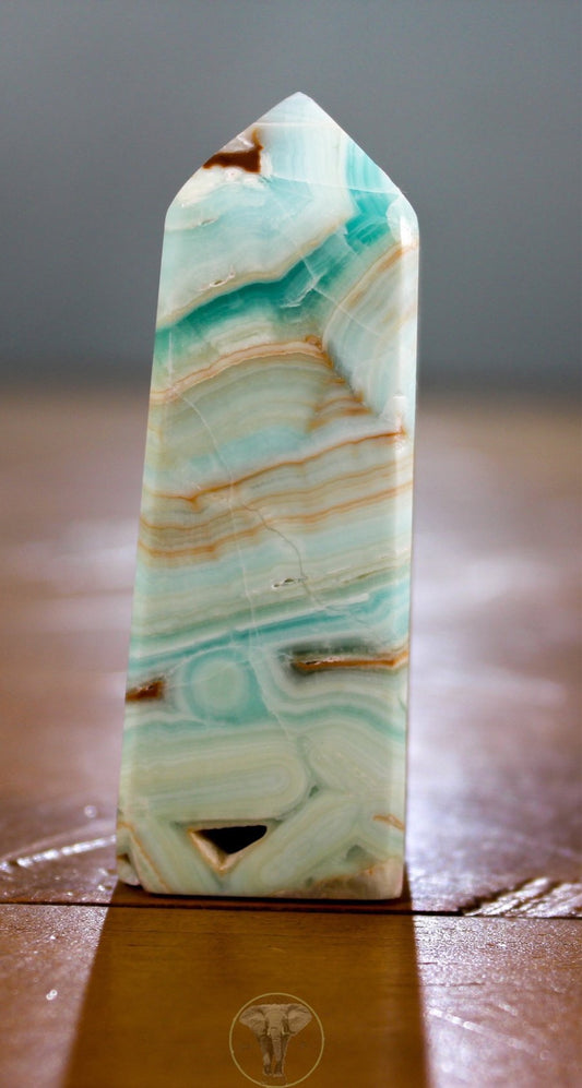 Blue Aragonite / Caribbean Calcite Obelisk (1)