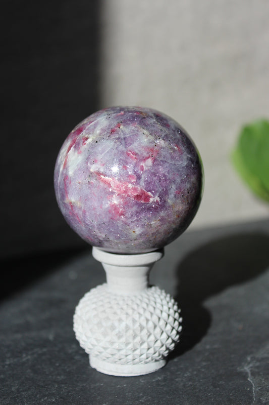 Unicorn Stone Sphere | Lepidolite, Pink Tourmaline, Smoky Quartz, Clevelandite Sphere | Pegmatite Sphere | Crystal Ball | Tons of Soul