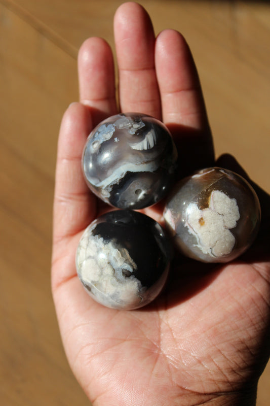 Black Flower Agate Sphere | Crystal Sphere | Crystal Ball | Agate Sphere | Tons of Soul