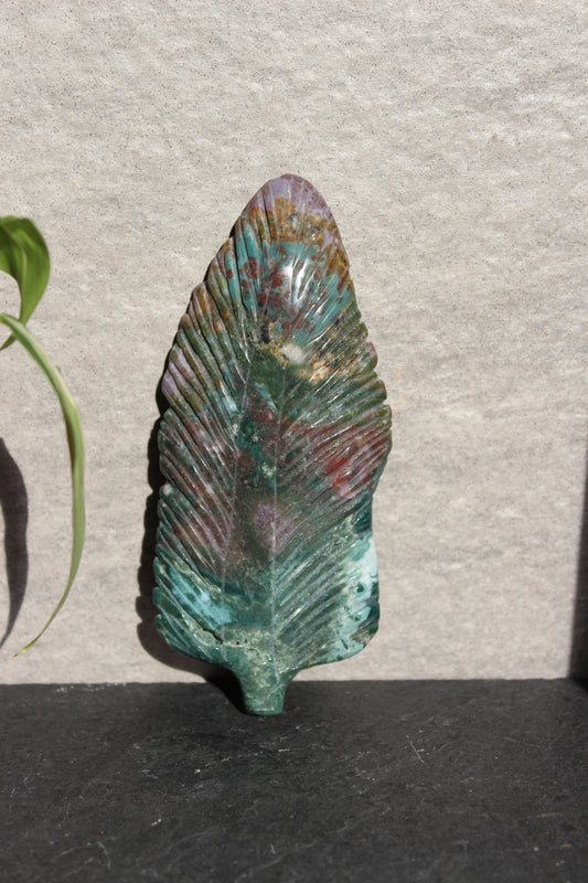 Ocean Jasper Feather | Crystal Feather Carving | Tons of Soul