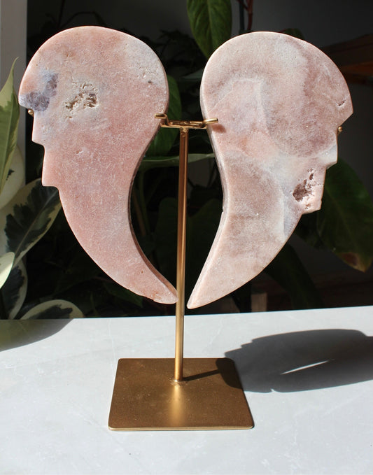 Druzy Pink Amethyst Angel Wings with Metal Stand - Polished - Brazil | Crystal Wings | Tons of Soul Crystals