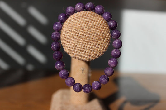 Lepidolite Bracelet | Purple High Grade Lepidolite | 8mm Crystals