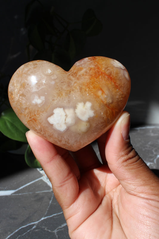 Flower Agate Heart | Crystal Heart | Tons of Soul