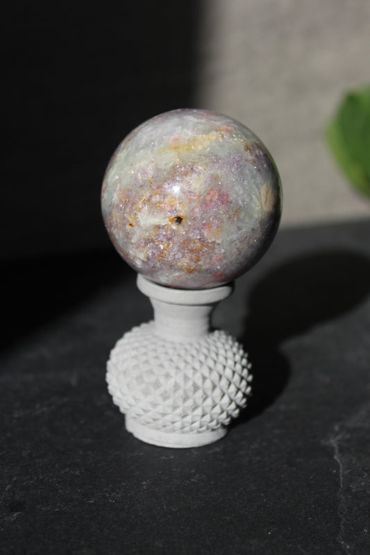 Unicorn Stone Sphere | Lepidolite, Pink Tourmaline, Smoky Quartz, Cleavelandite Sphere | Pegmatite Sphere | Crystal Ball | Tons of Soul