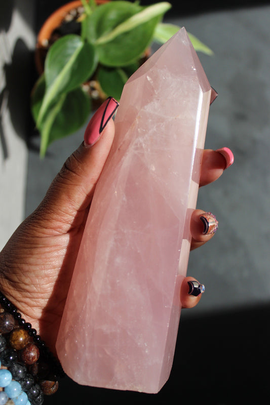 Large Rose Quartz Tower | Rose Quartz Point | Tons of Soul